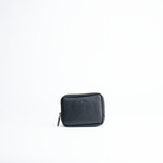 Portafoglio mini purse in pelle martellata colore nero artigianale Aut Aut Studio – vista frontale