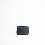 Portafoglio mini purse in pelle martellata colore nero artigianale Aut Aut Studio – vista frontale