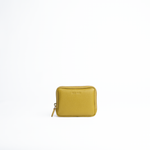 Portafoglio mini purse in pelle martellata colore oliva artigianale Aut Aut Studio – vista frontale