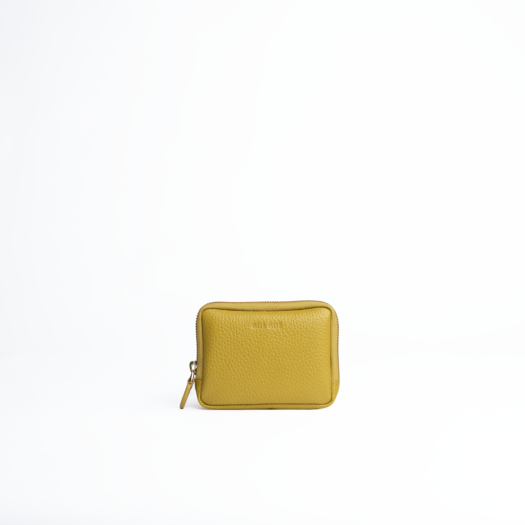 Portafoglio mini purse in pelle martellata colore oliva artigianale Aut Aut Studio – vista frontale
