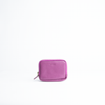 Portafoglio mini purse in pelle martellata colore orchidea artigianale Aut Aut Studio – vista frontale