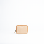 Portafoglio mini purse in pelle martellata colore pesca artigianale Aut Aut Studio – vista frontale