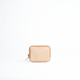 Portafoglio mini purse in pelle martellata colore pesca artigianale Aut Aut Studio – vista frontale
