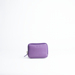 Portafoglio mini purse in pelle martellata colore viola artigianale Aut Aut Studio – vista frontale