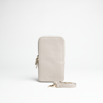 Porta smartphone documenti in pelle martellata colore avorio artigianale Aut Aut Studio – vista frontale 