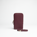 Porta smartphone documenti in pelle martellata colore bordo artigianale Aut Aut Studio – vista frontale 
