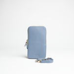 Porta smartphone documenti in pelle martellata colore glicine artigianale Aut Aut Studio – vista frontale 
