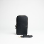 Porta smartphone documenti in pelle martellata colore nero artigianale Aut Aut Studio – vista frontale 