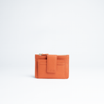 Porta carte mini in pelle martellata colore arancio artigianale Aut Aut Studio – vista frontale