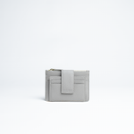 Porta carte mini in pelle martellata colore avorio artigianale Aut Aut Studio – vista frontale