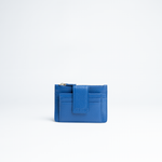 Porta carte mini in pelle martellata colore blu elettrico artigianale Aut Aut Studio – vista frontale