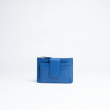 Porta carte mini in pelle martellata colore blu elettrico artigianale Aut Aut Studio – vista frontale