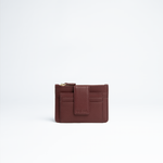 Porta carte mini in pelle martellata colore burgundy artigianale Aut Aut Studio – vista frontale