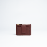 Porta carte mini in pelle martellata colore burgundy artigianale Aut Aut Studio – vista frontale