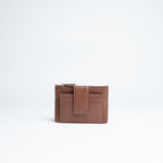 Porta carte mini in pelle martellata colore camel artigianale Aut Aut Studio – vista frontale