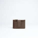 Porta carte mini in pelle martellata colore cioccolato artigianale Aut Aut Studio – vista frontale