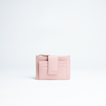 Porta carte mini in pelle martellata colore cipria artigianale Aut Aut Studio – vista frontale