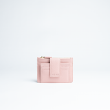 Porta carte mini in pelle martellata colore cipria artigianale Aut Aut Studio – vista frontale