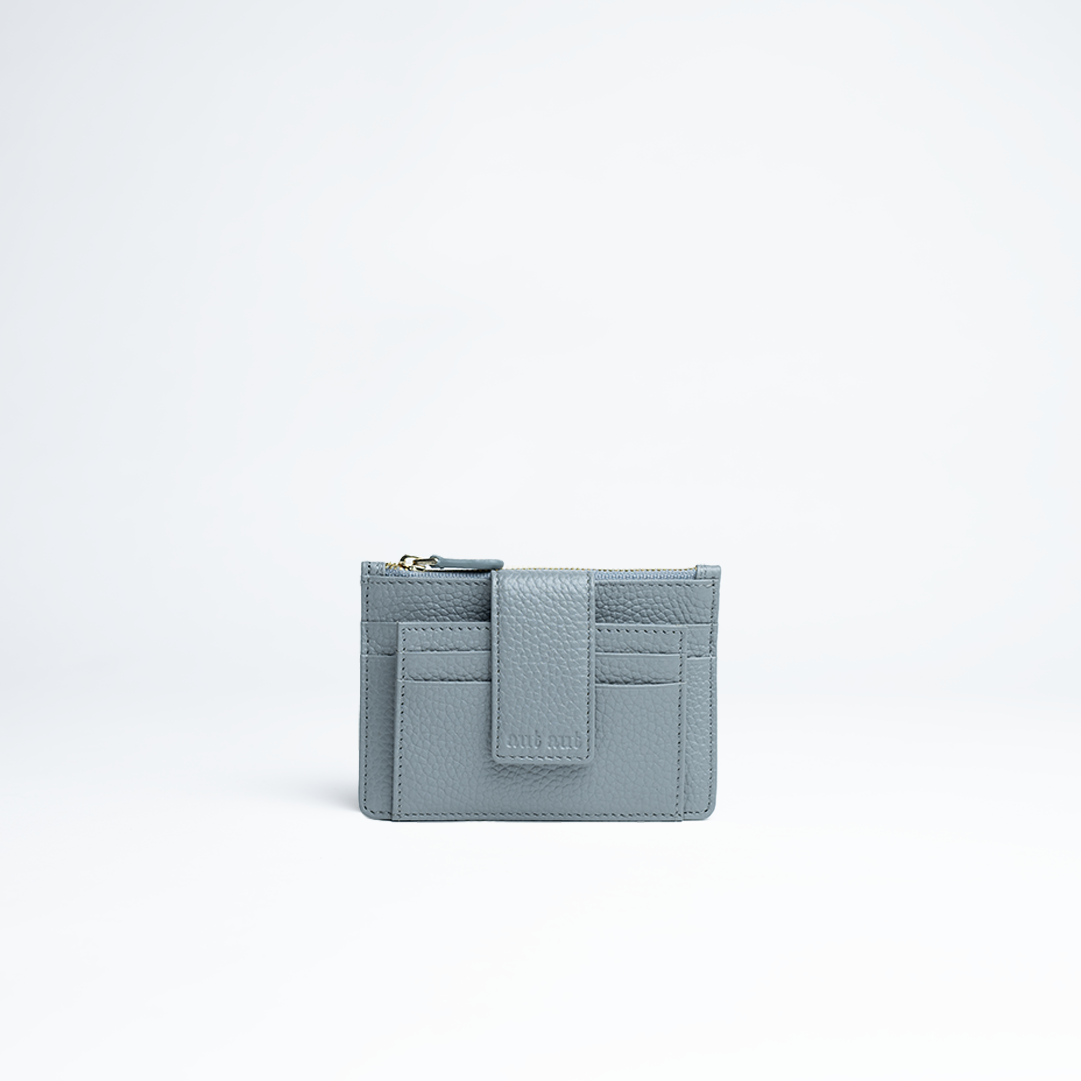Porta carte mini in pelle martellata colore nero artigianale Aut Aut Studio – vista frontale