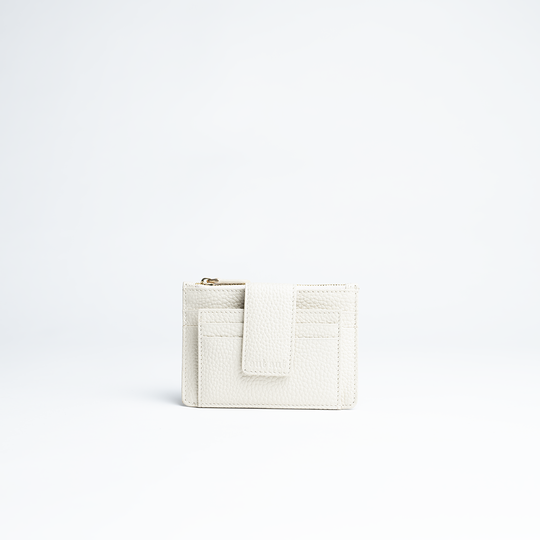Porta carte mini in pelle martellata colore iceberg artigianale Aut Aut Studio – vista frontale
