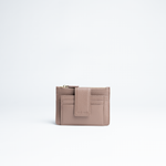 Porta carte mini in pelle martellata colore latte taupe artigianale Aut Aut Studio – vista frontale