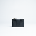 Porta carte mini in pelle martellata colore nero artigianale Aut Aut Studio – vista frontale