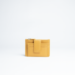 Porta carte mini in pelle martellata colore senape artigianale Aut Aut Studio – vista frontale