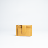 Porta carte mini in pelle martellata colore senape artigianale Aut Aut Studio – vista frontale