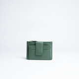 Porta carte mini in pelle martellata colore verde bosco artigianale Aut Aut Studio – vista frontale