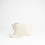 Mini busta clutch in pelle martellata colore iceberg artigianale Aut Aut Studio – vista frontale
