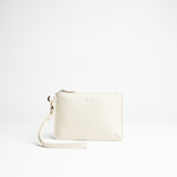 Mini busta clutch in pelle martellata colore iceberg artigianale Aut Aut Studio – vista frontale