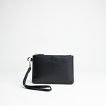 Mini busta clutch in pelle martellata colore nero artigianale Aut Aut Studio – vista frontale