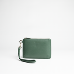 Mini busta clutch in pelle martellata colore verde bosco artigianale Aut Aut Studio – vista frontale