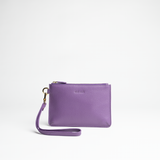Mini busta clutch in pelle martellata colore viola artigianale Aut Aut Studio – vista frontale