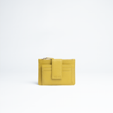 Porta carte mini in pelle martellata colore verde oliva artigianale Aut Aut Studio – vista frontale