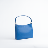 Borsa maxi in pelle martellata colore blu elettrico artigianale Aut Aut Studio – vista frontale