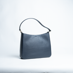 Borsa maxi in pelle martellata colore blu Navy artigianale Aut Aut Studio – vista frontale