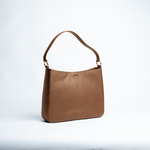 Borsa maxi in pelle martellata colore camel artigianale Aut Aut Studio – vista frontale