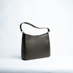 Borsa maxi in pelle martellata colore nero artigianale Aut Aut Studio – vista frontale