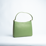 Borsa maxi in pelle martellata colore verde salvia artigianale Aut Aut Studio – vista frontale