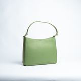 Borsa maxi in pelle martellata colore verde salvia artigianale Aut Aut Studio – vista frontale