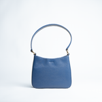 Borsa midi in pelle martellata colore blu elettrico artigianale Aut Aut Studio – vista frontale