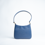 Borsa midi in pelle martellata colore blu elettrico artigianale Aut Aut Studio – vista frontale