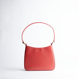 Borsa midi in pelle martellata colore rosso artigianale Aut Aut Studio – vista frontale