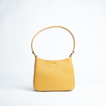 Borsa midi in pelle martellata colore senape artigianale Aut Aut Studio – vista frontale