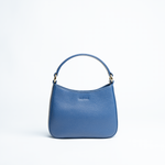 Borsa mini in pelle martellata colore blu elettrico salvia artigianale Aut Aut Studio – vista frontale