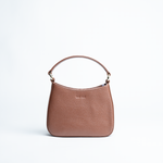 Borsa mini in pelle martellata colore camel 
 artigianale Aut Aut Studio – vista frontale