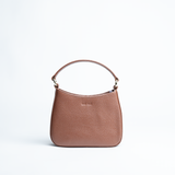 Borsa mini in pelle martellata colore camel 
 artigianale Aut Aut Studio – vista frontale