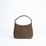 Borsa mini in pelle martellata colore marrone cioccolato salvia artigianale Aut Aut Studio – vista frontale