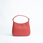 Borsa mini in pelle martellata colore rosso  artigianale Aut Aut Studio – vista frontale